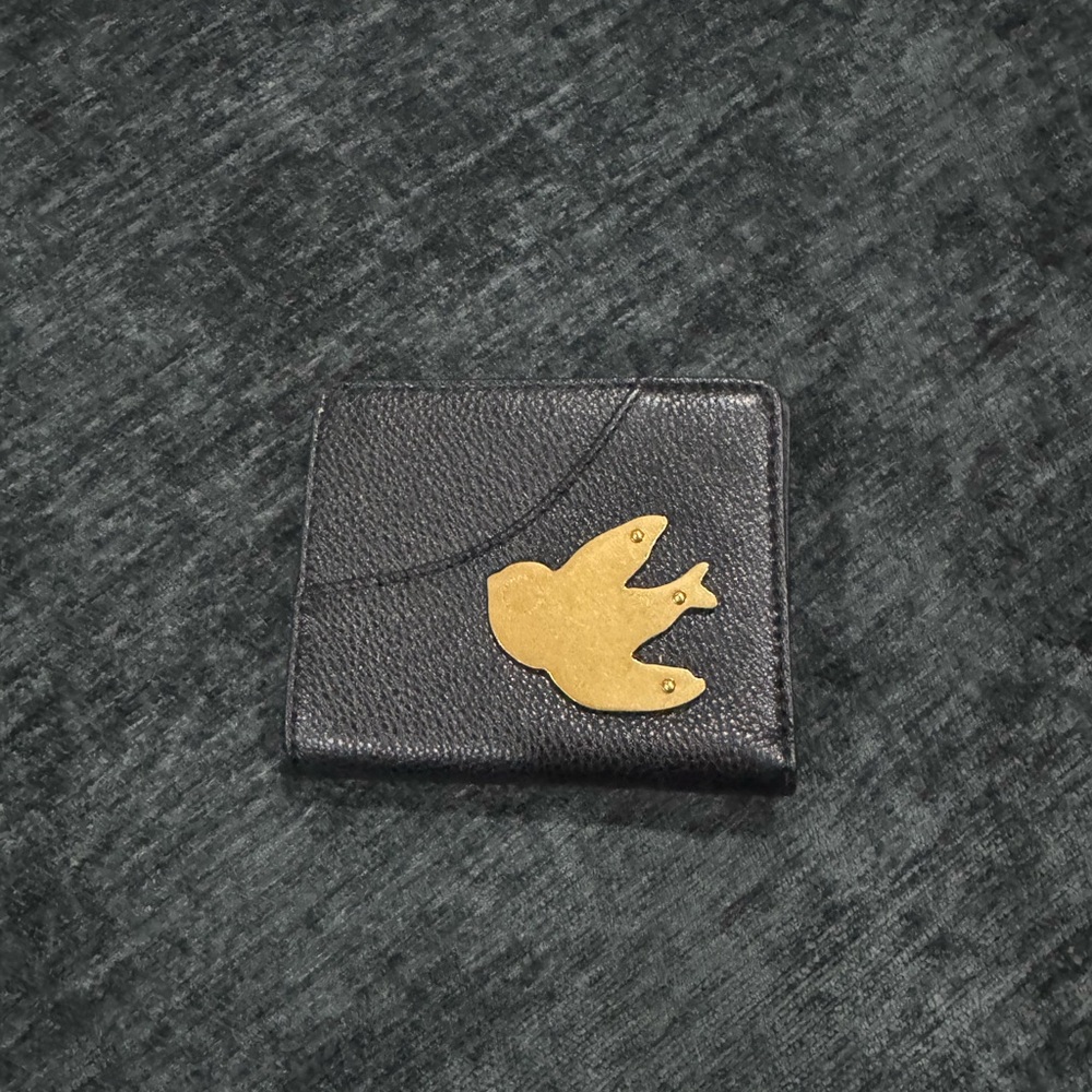 Marc Jacobs petal to the Metal Black Wallet with Gold Bird Detail